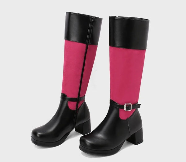 Women Buckled Fashion Flat Knee High Boots