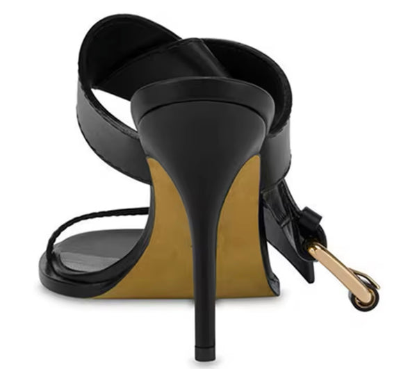 Women Fashion Open Toe Buckled Slide On High Heel Sandals