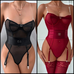 Women Mesh Sleeveless Sexy Bodysuit Lingerie