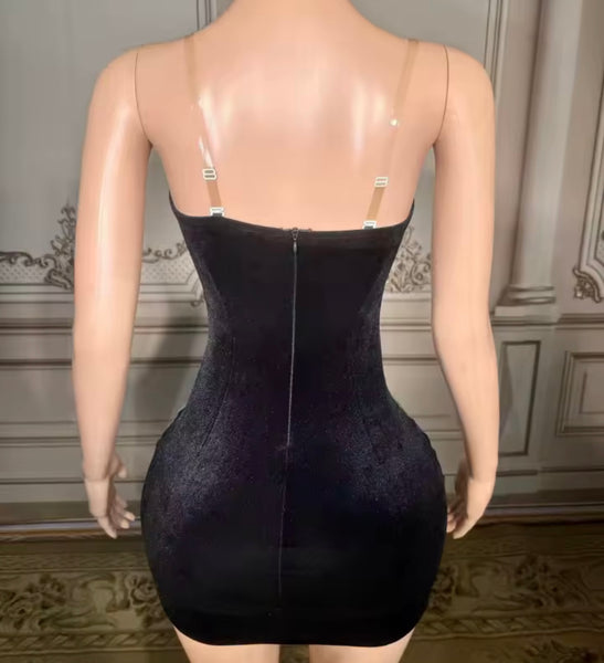 Women Sexy Metallic Colorful Sleeveless Velour Dress