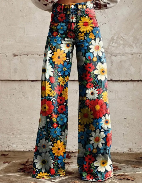 Women Fashion Printed Wide Leg Pants