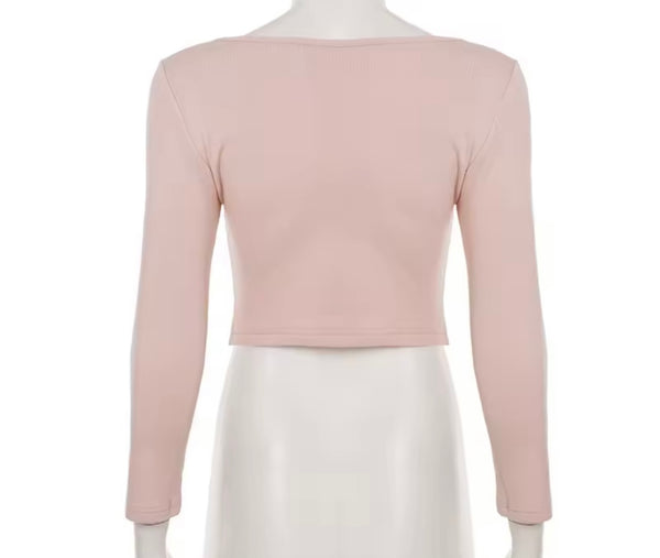 Women Bow Pink Full Sleeve Fashion Two Piece Pant Set
