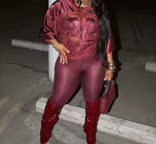 Women Fashion Number Lace Short Sleeve Jersey Top