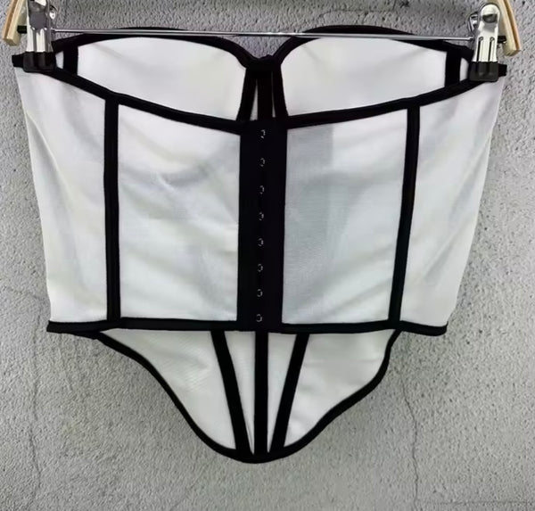 Women Fashion Sleeveless Corset Mesh Tank Top