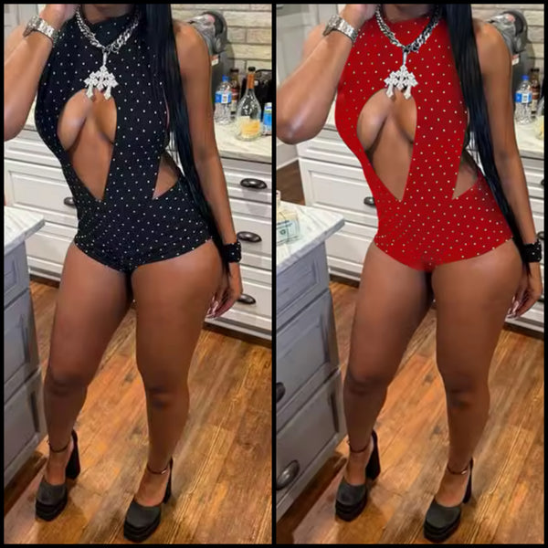 Women Sexy Halter Sleeveless Open Back Polka Dot Romper