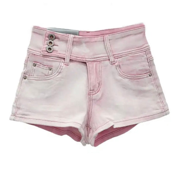 Women Fashion Button Color Denim Shorts