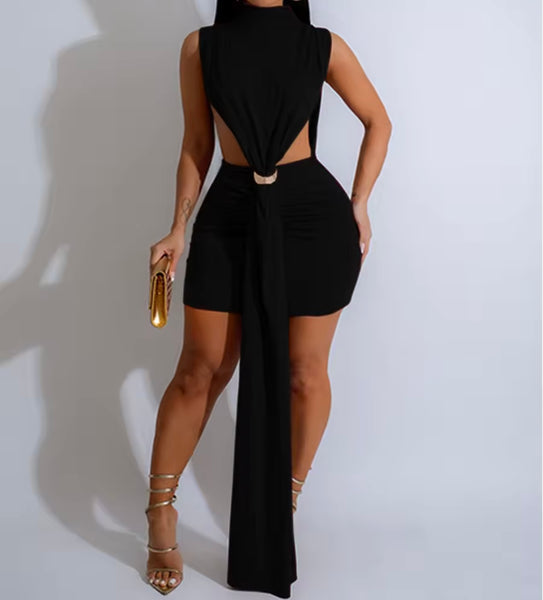 Women Sexy Sleeveless Metal Tassel Dress
