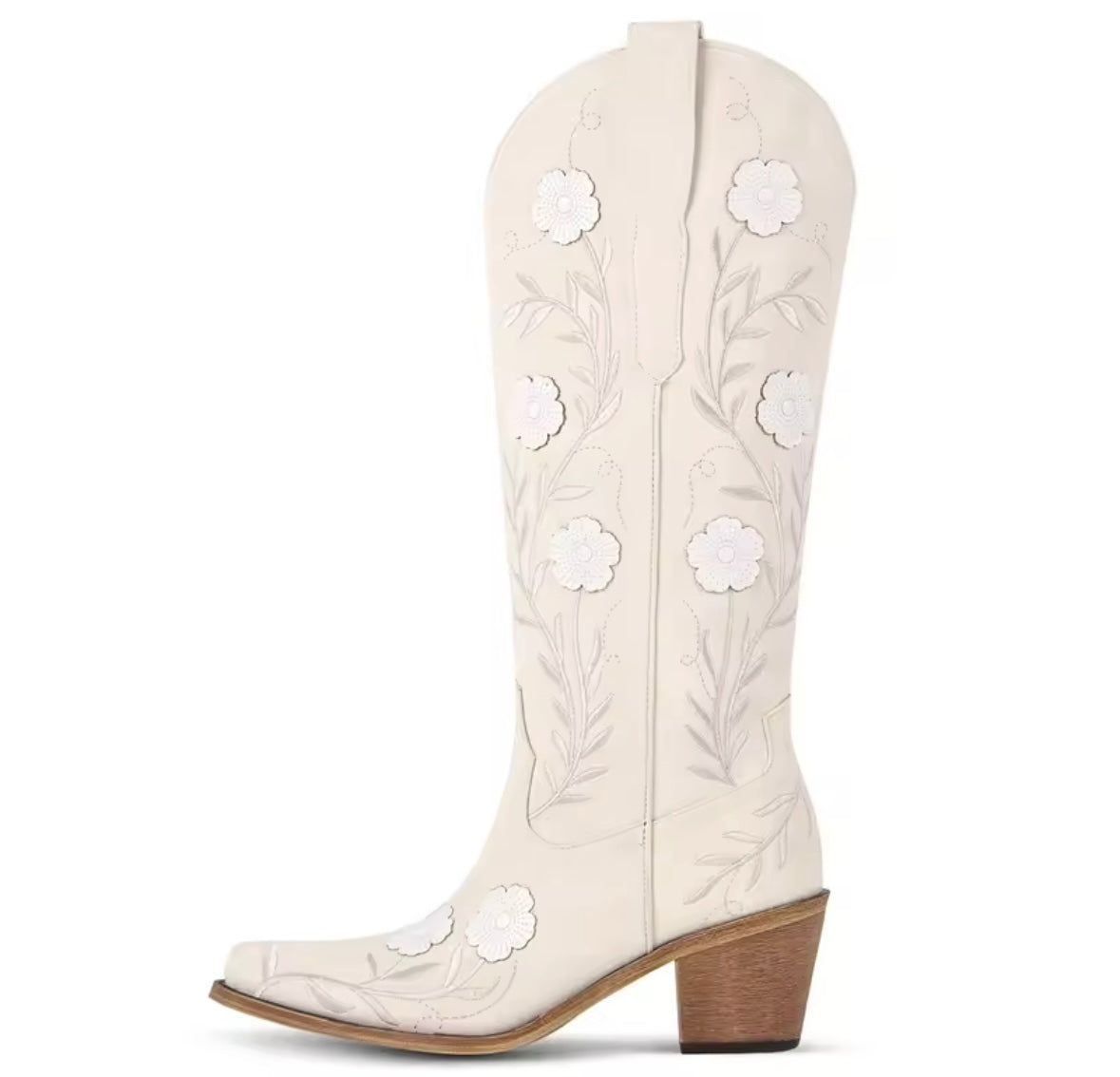 Women Fashion Color Floral Print Knee High Western Boots