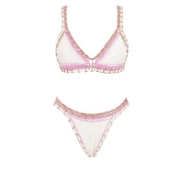 Women Sexy White Color Patchwork Bikini Cover Up Set