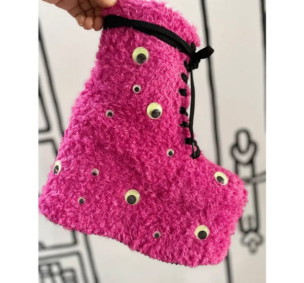 Women Color Lace Up Platform Fashion Ankle Boots