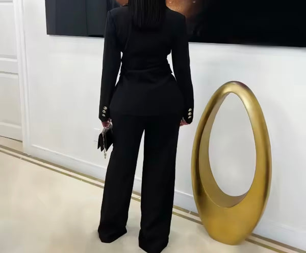 Women Embellished Full Sleeve Blazer Two Piece Pant Set