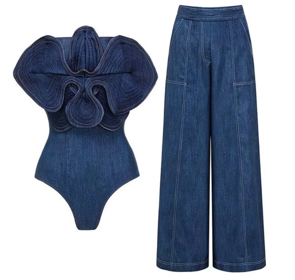 Women Fashion Denim Bikini/Swimsuit Cover Up Set
