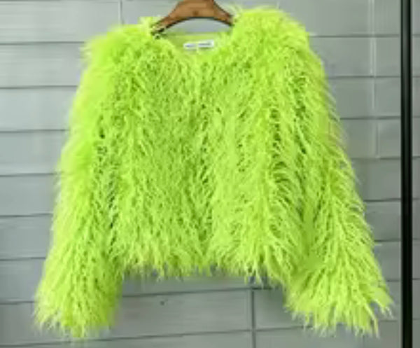 Women Color Fashion Faux Fur Jacket