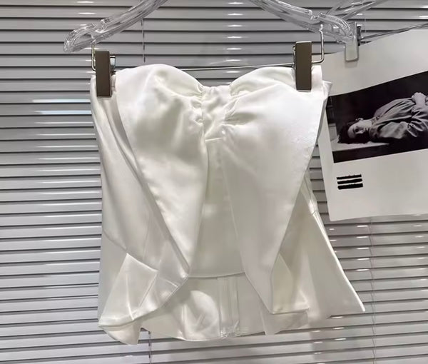 Women Fashion Strapless Bow Satin Tube Top