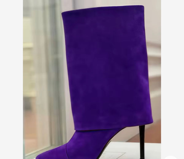 Women Color Suede Fashion High Heel Ankle Boots
