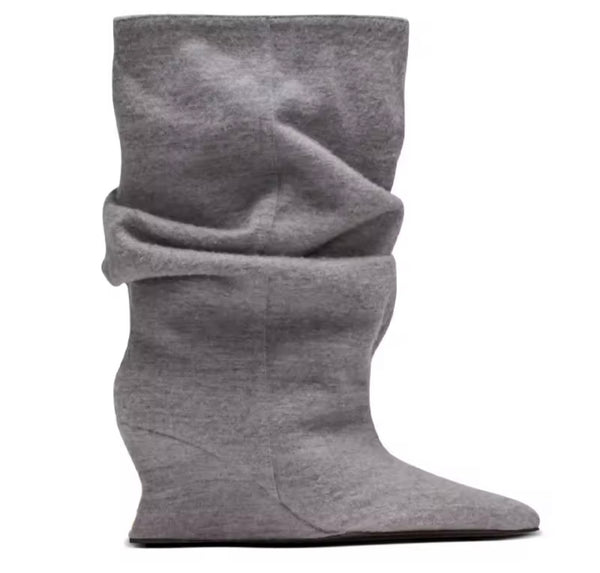 Women Fashion Faux Leather Ruched Ankle/Knee High Boots