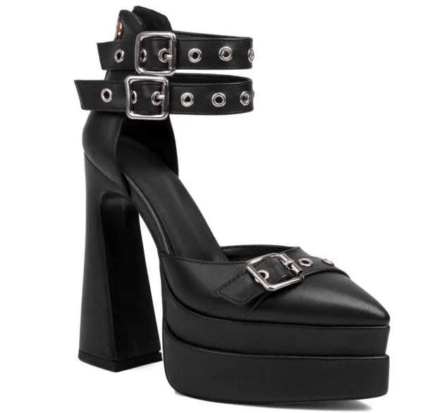 Women Fashion Buckled Platform Ankle Strap High Heels