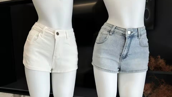 Women Fashion Back Bow Denim Shorts