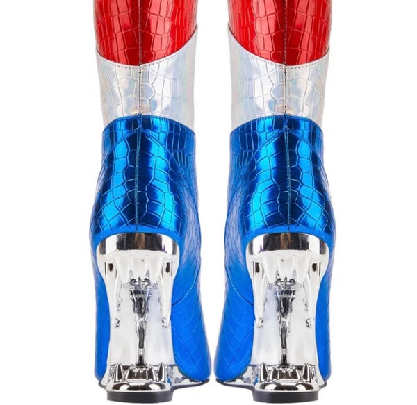 Women Fashion PU Multicolored Platform Wedge Knee High Boots