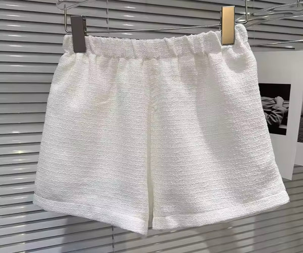Women White Button Up Ruffled Belted Sleeveless Two Piece Short Set