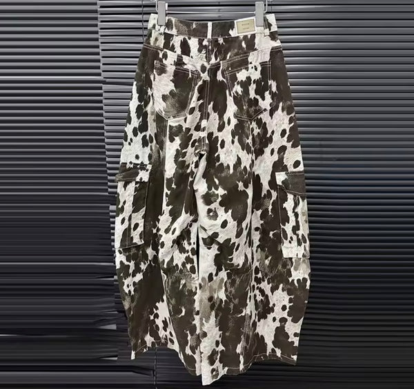 Women Fashion Color Patchwork Animal Print Wide Leg Pants