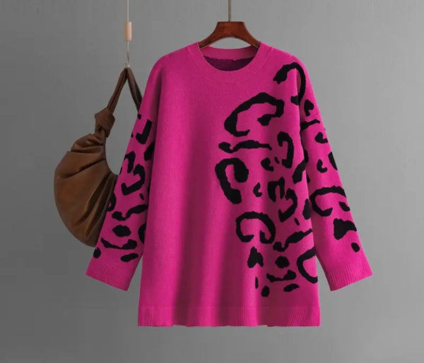 Women Fashion Color Printed Full Sleeve Sweater Top