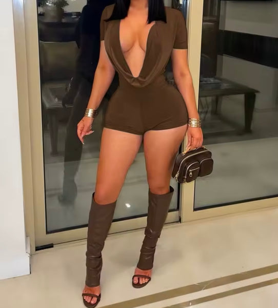 Women Sexy V-Neck Short Sleeve Fashion Romper