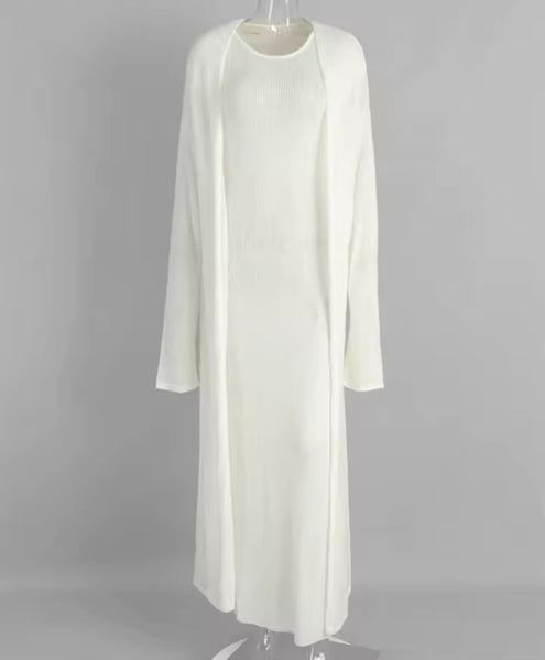 Women Fashion Knitted Two Piece Maxi Dress Set