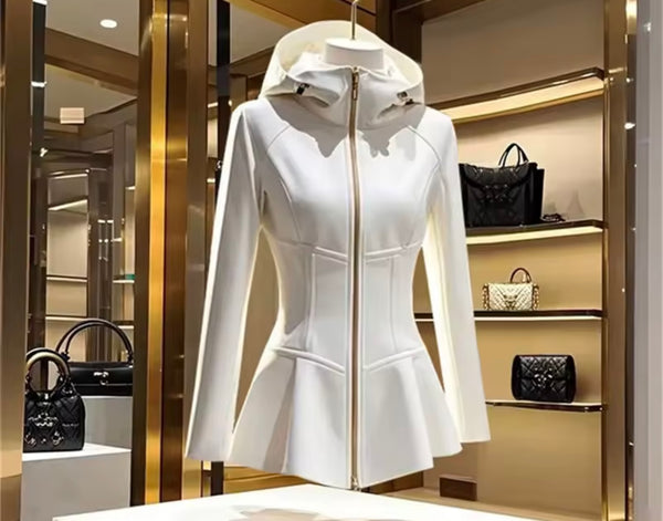 Women Fashion Zip Up Hooded Jacket