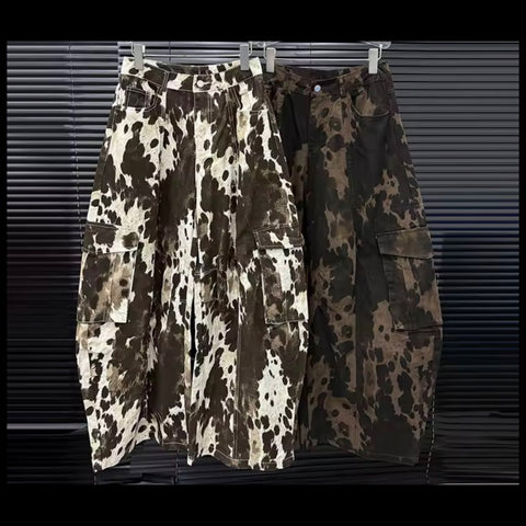 Women Fashion Color Patchwork Animal Print Wide Leg Pants