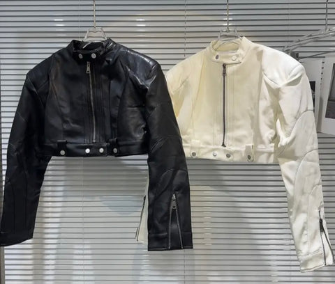 Women Faux Leather Fashion Crop Jacket