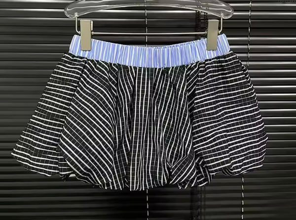 Women Fashion Off The Shoulder Full Sleeve Striped Two Piece Skirt Set