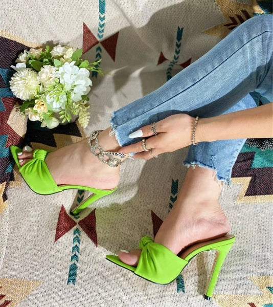 Women Open Pointed Toe Slide On High Heel Sandals