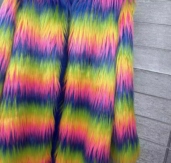 Women Multicolored Fashion Faux Fur Short/Long Jacket