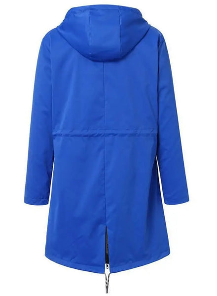 Women Fashion Hooded Drawstring Long Jacket
