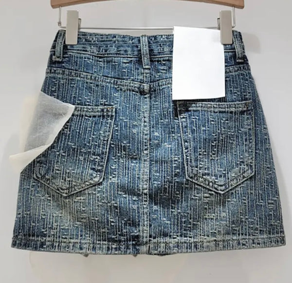 Women Sexy Short Bow Denim Skirt