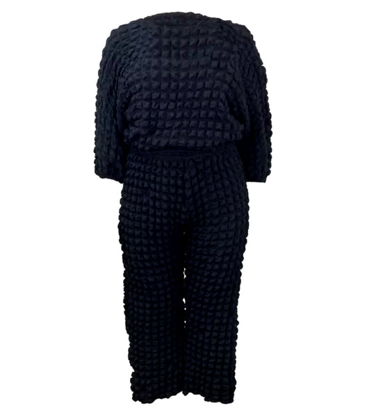 Women Fashion Solid Color Full Sleeve Plus Size Two Piece Pant Set