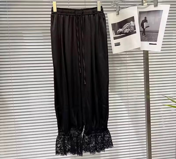 Women Black Button Up Ruffled Sleeveless Two Piece Pant Set