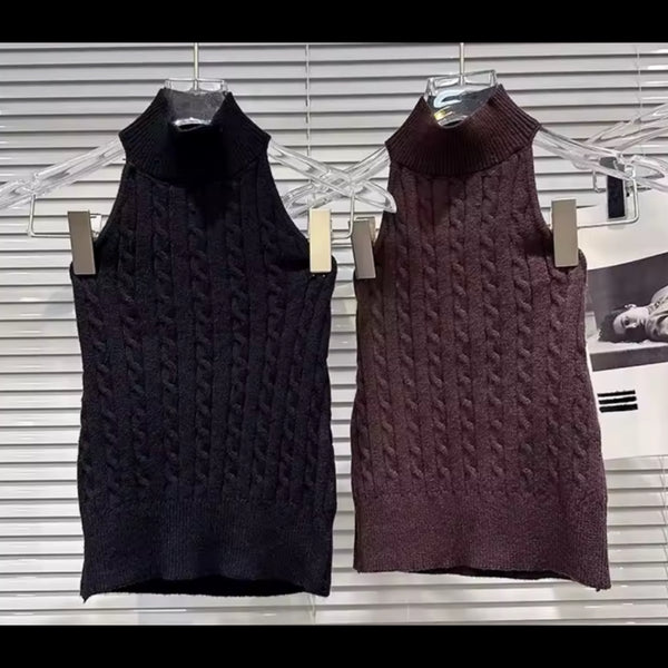 Women Halter Sleeveless Knitted Top