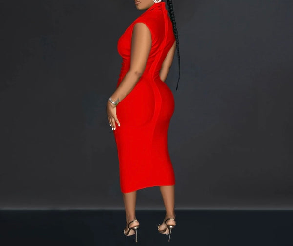 Women V-Neck Short Sleeve Solid Color Sexy Dress