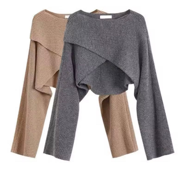 Women Fashion Knitted Wrap Sweater