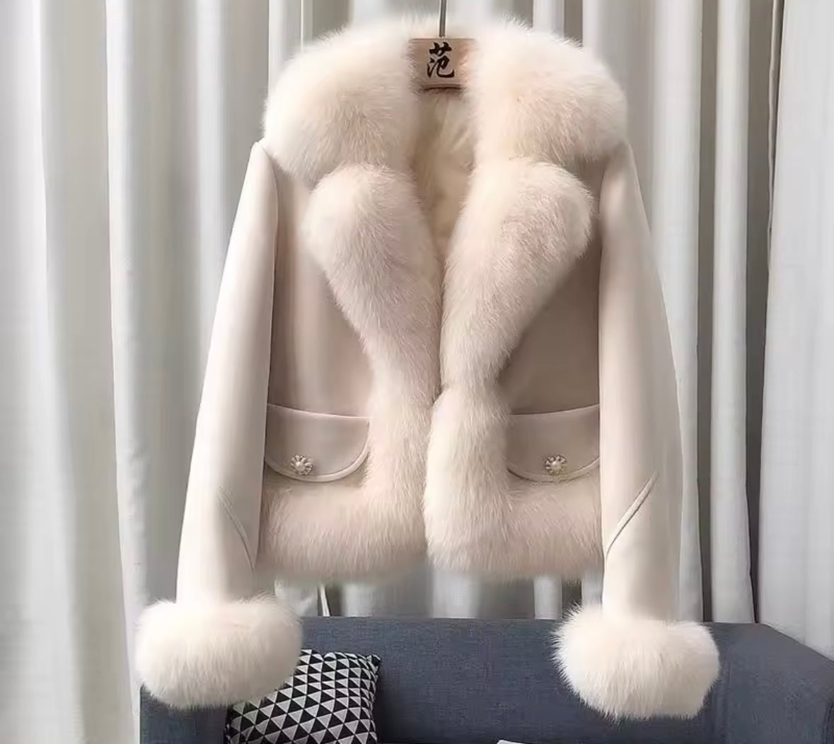 Women Fashion Faux Fur Suede Jacket