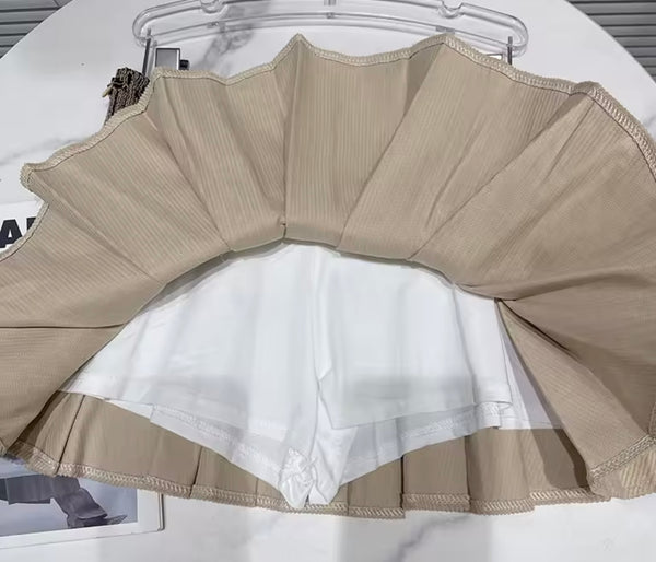 Women Sexy Fashion High Waisted Corduroy Pleated Skirt