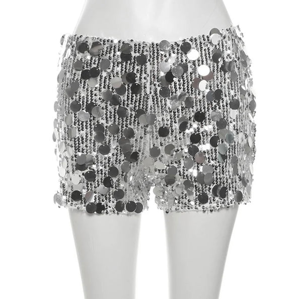 Women Sexy Fashion Solid Color Sequins Shorts