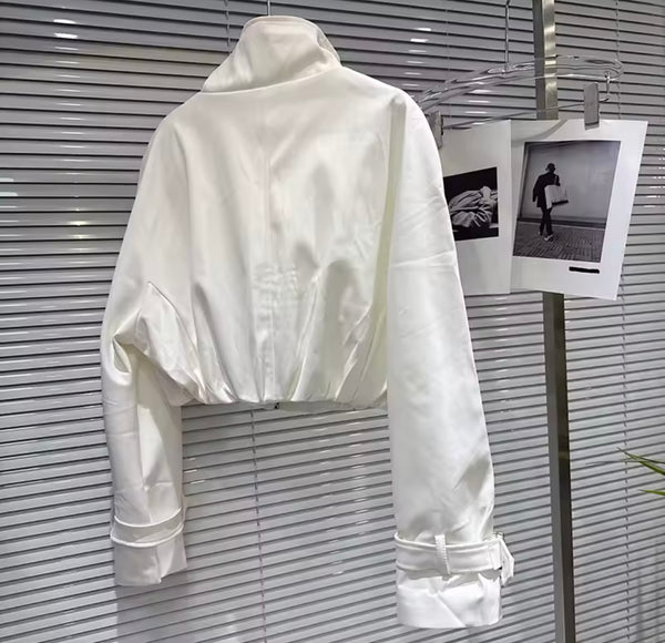 Women Fashion Pearl Bling Buckled Jacket