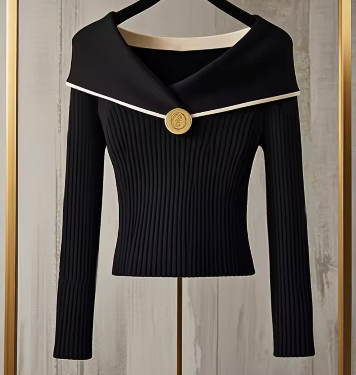 Women Fashion Ribbed Full Sleeve Knitted Sweater Top