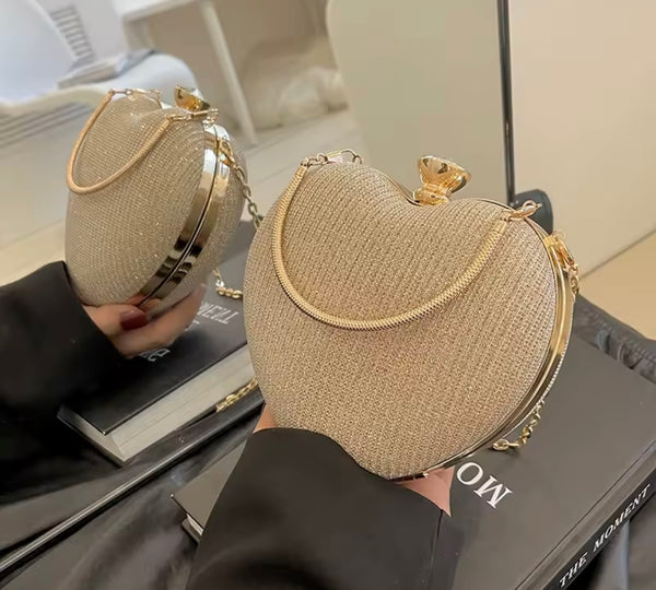 Women Fashion Heart Shape Chain Handbag Purse