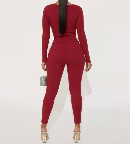 Women Fashion Lace Up Corset Full Sleeve Two Piece Pant Set