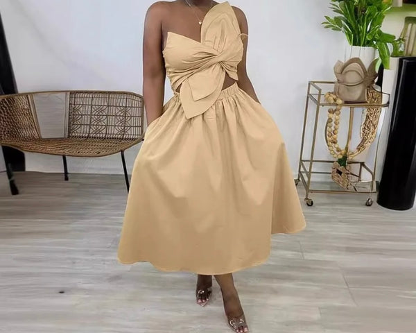 Women Sexy Criss Cross Sleeveless Solid Color Maxi Drew’s