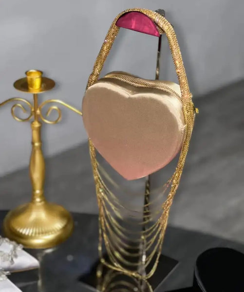 Women Fashion Heart Bling Handbag Purse
